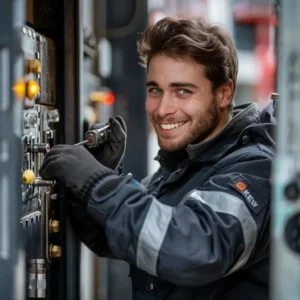 Der lächelnde Schlosser von Tresoröffnung Alpen öffnet den Safe