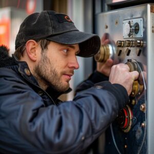 Der Schlosser von Tresoröffnung Alpen öffnet den Safe